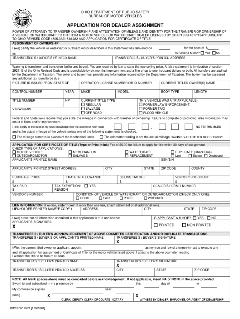  Assignment of Ownwership and Attestation of Identity for the Transfer 2021