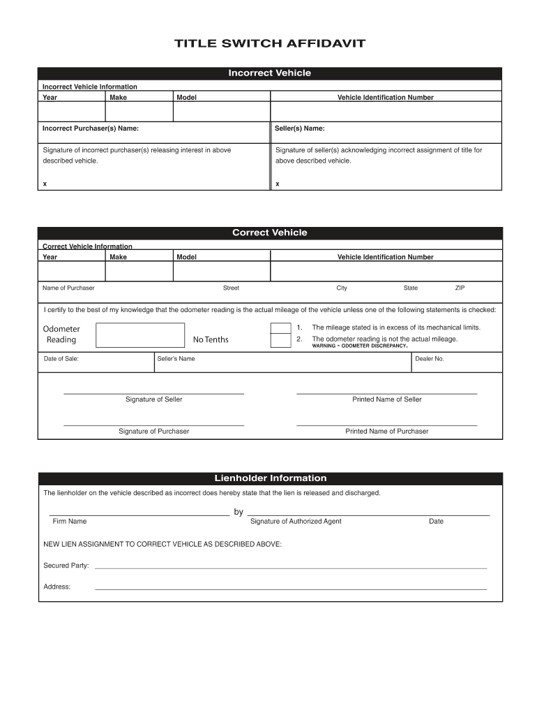 Fact Sheet Title Switch Affidavit  Form