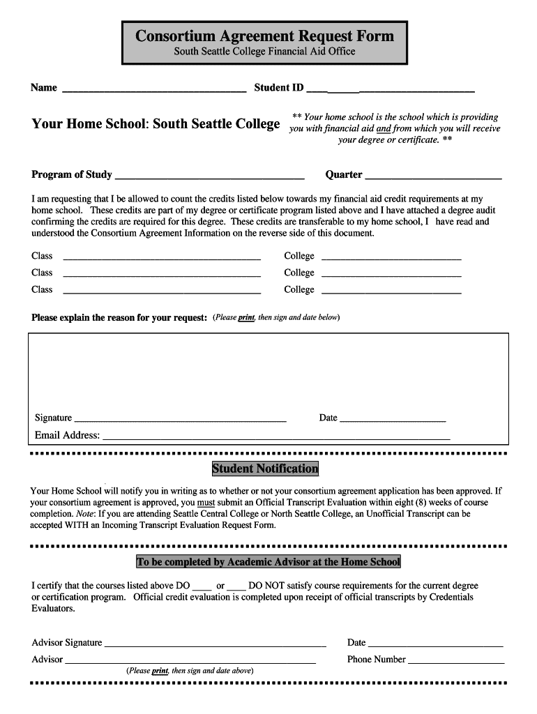  SSC Consortium Agreement Application South Seattle College 2019