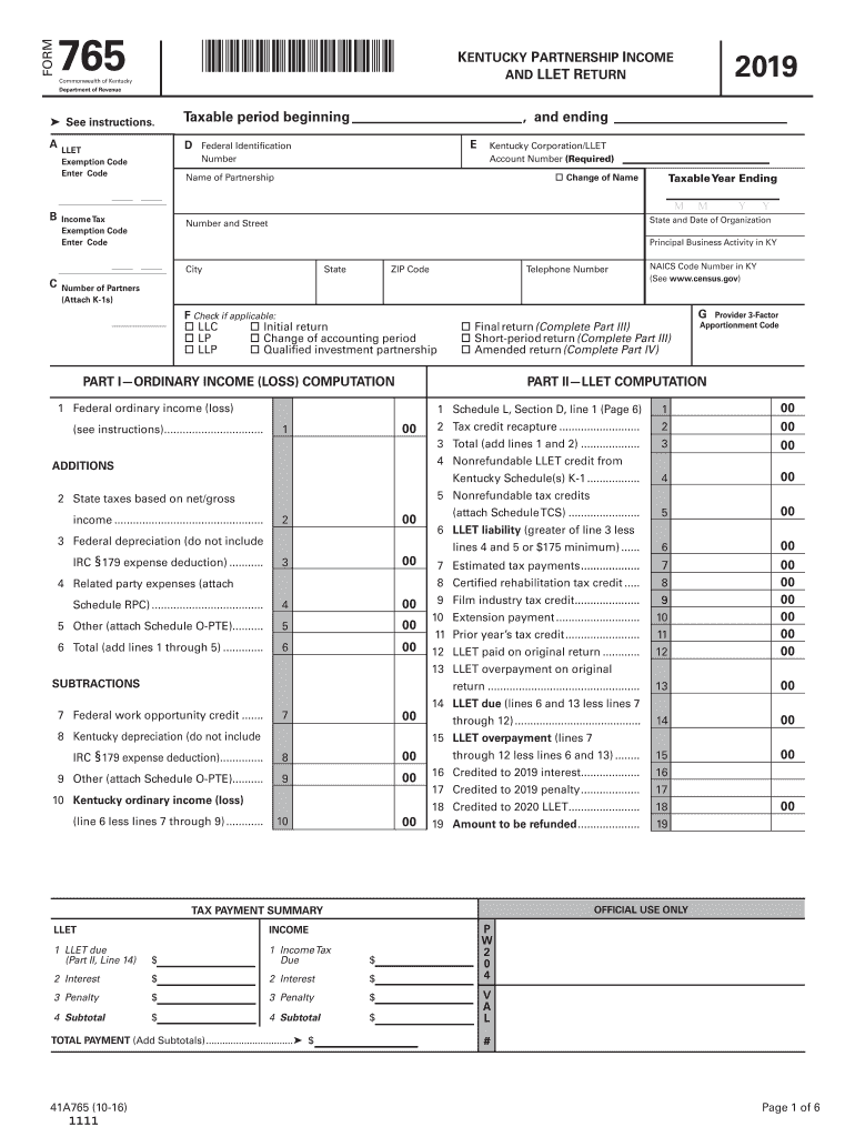 1500010263 Kentucky Department of Revenue  Form