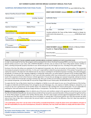 Bay Harbor Islands Toll Pass  Form