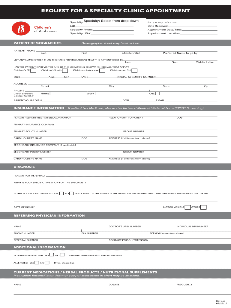  Specialty Select from Drop Down 2019-2024