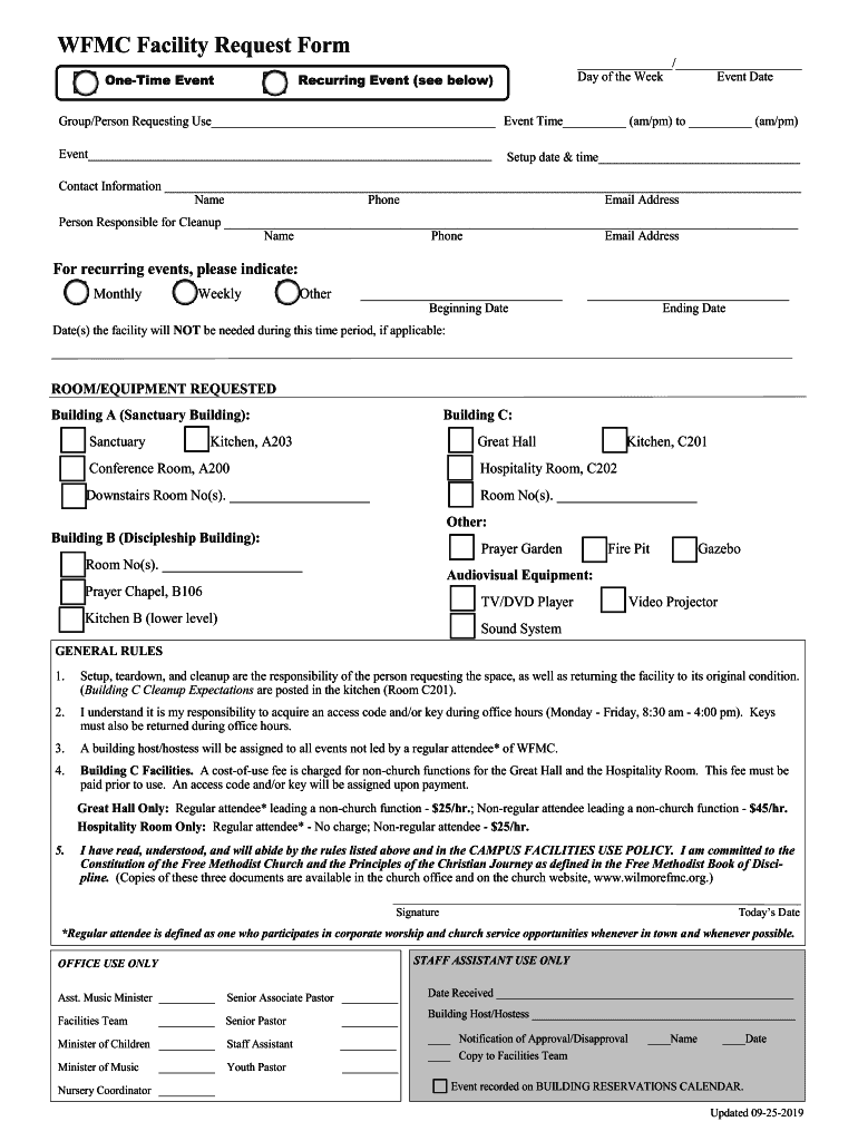  WFMC Facility Request Form 2019-2024