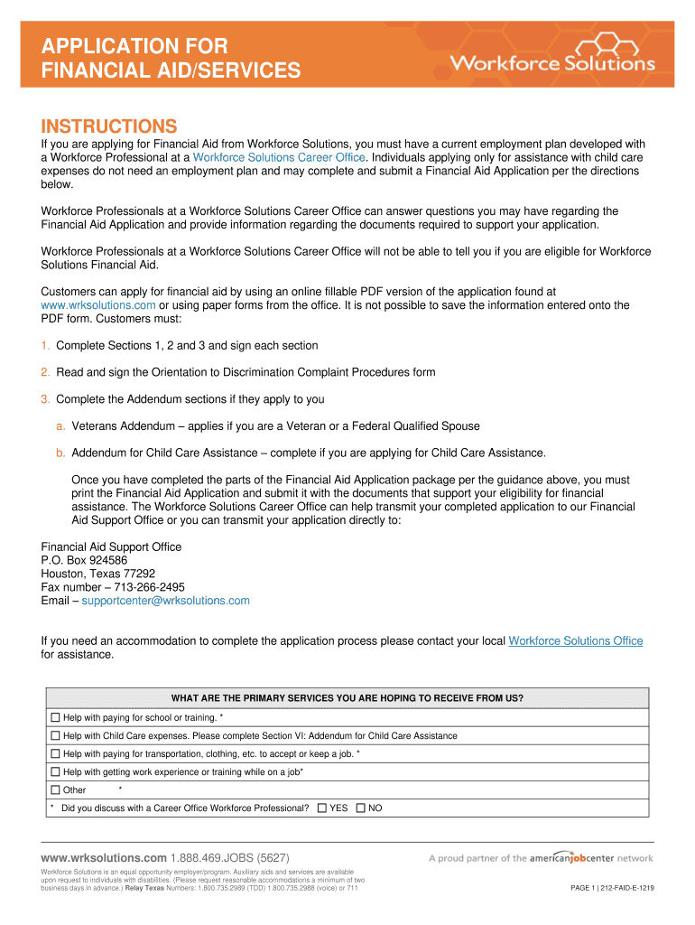 Get and Sign How to Apply for Financial Aid Workforce SolutionsWriting a Simple Financial Aid Request Letter with SampleHow to Apply for Fina 2019-2022 Form