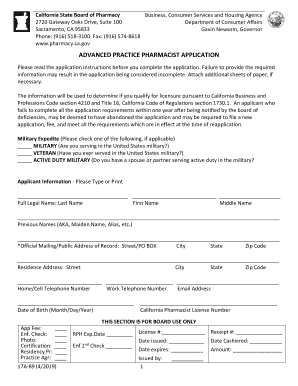 Advanced Practice Pharmacist  Form