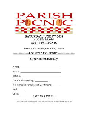 Parish Picnic Registration Form DOCX