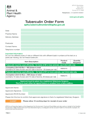  Tuberculin Order Form 2020
