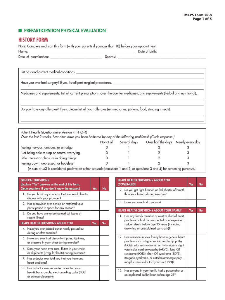 Mcps Sr 8  Form