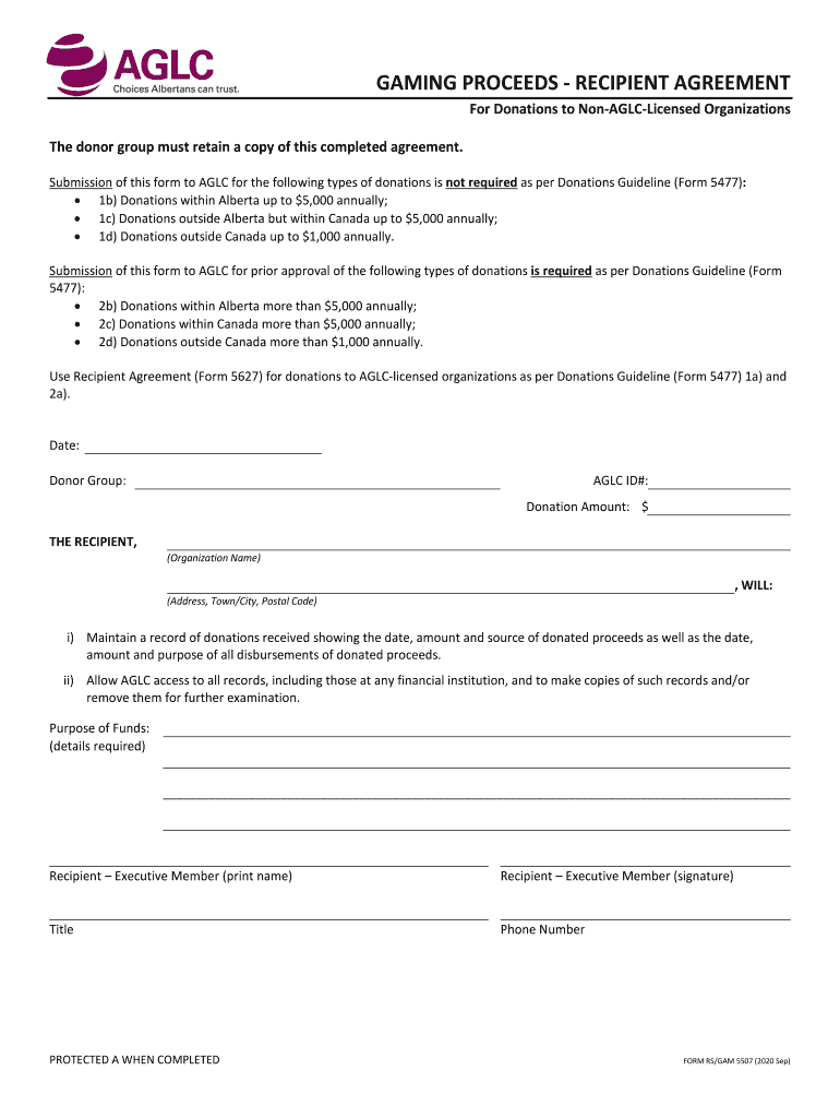 Aglc Agreement  Form