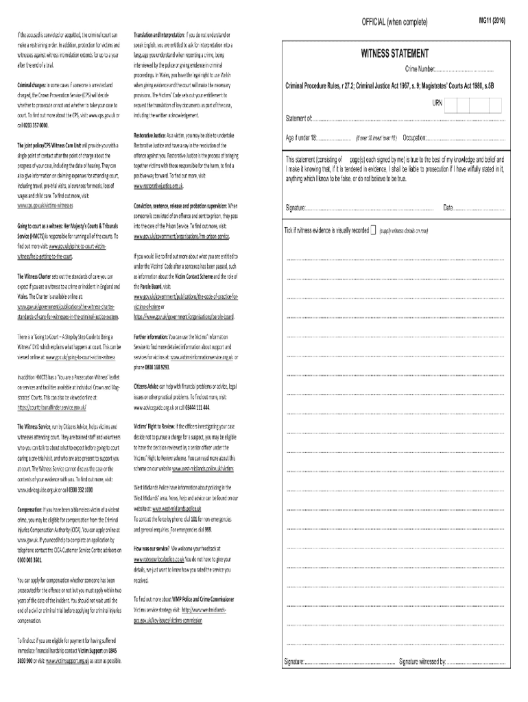 MG 11 WITNESS STATEMENT 8 02  Form