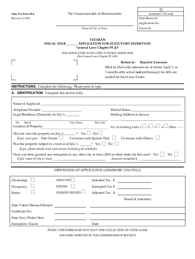  MA State Tax Form 96 4 2022-2024