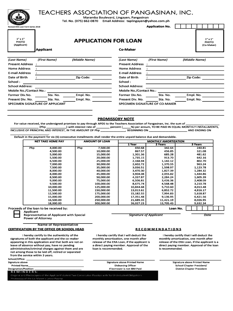 Teachers Association of Pangasinan  Form