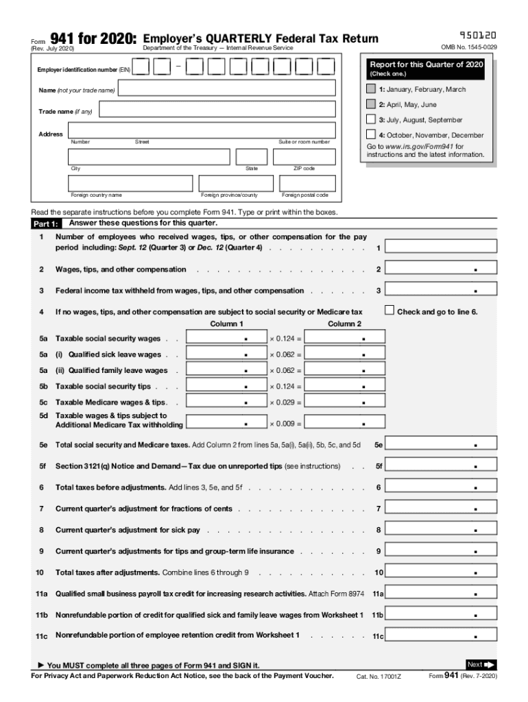 Form 941 Rev July Employer's Quarterly Federal Tax Return