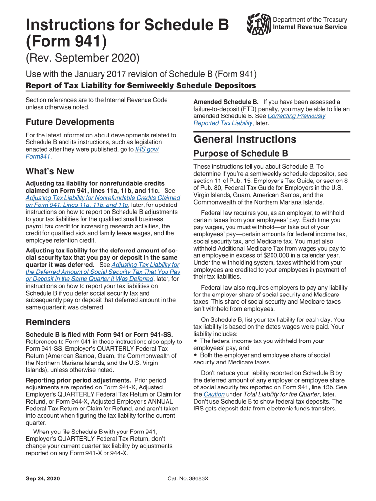  About Schedule B Form 941, Report of Tax Liability for 2020
