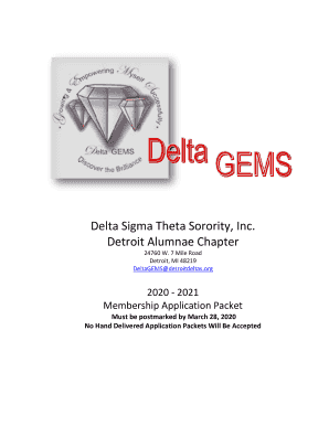 Delta Sigma Theta Membership Application Packet  Form
