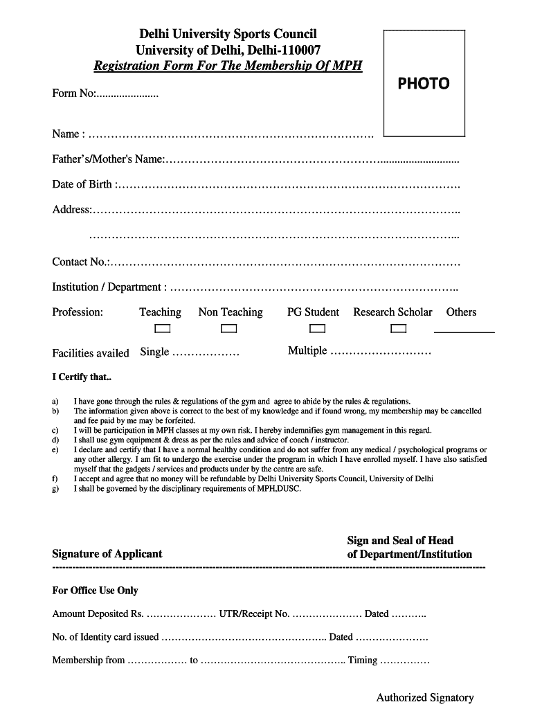 Du Gym Membership Form