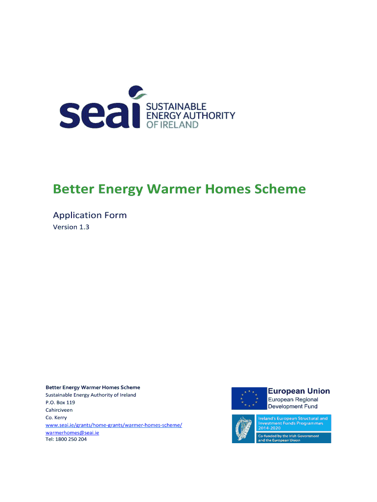 Seai Warmer Homes Scheme Application Form