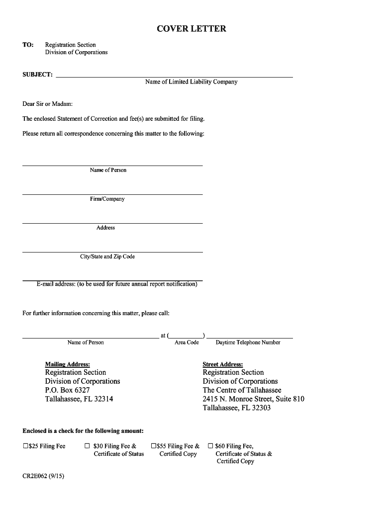  Articles of Correction Corporations 2015-2024