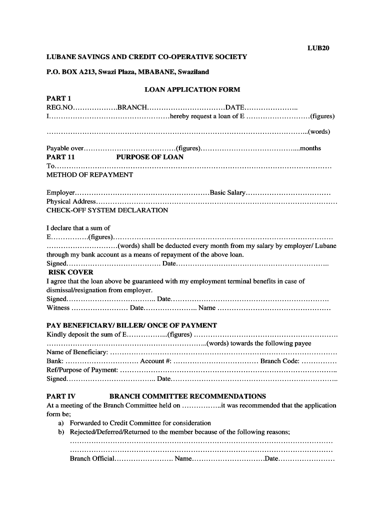 Lubane Savings  Form