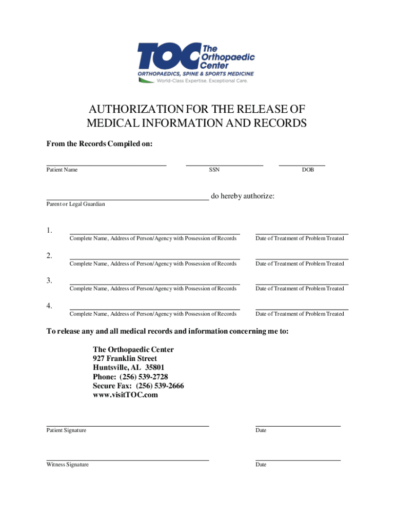AUTHORIZATION for the RELEASE of RECORDS to TOC  Form