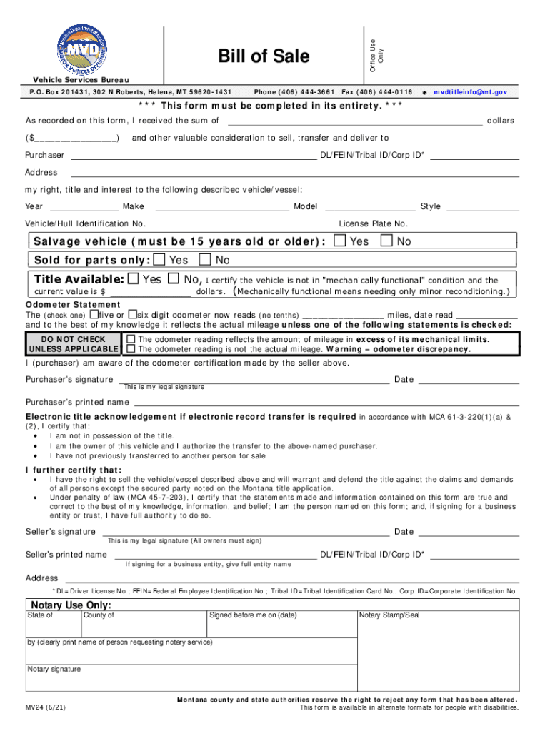  Montana Mv24 Form 2021-2024