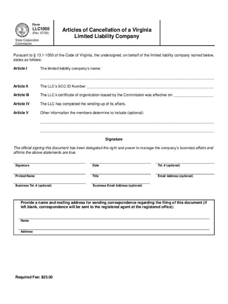 Get and Sign Guide to Dissolve a Virginia Limited Liability Company 2020-2022 Form