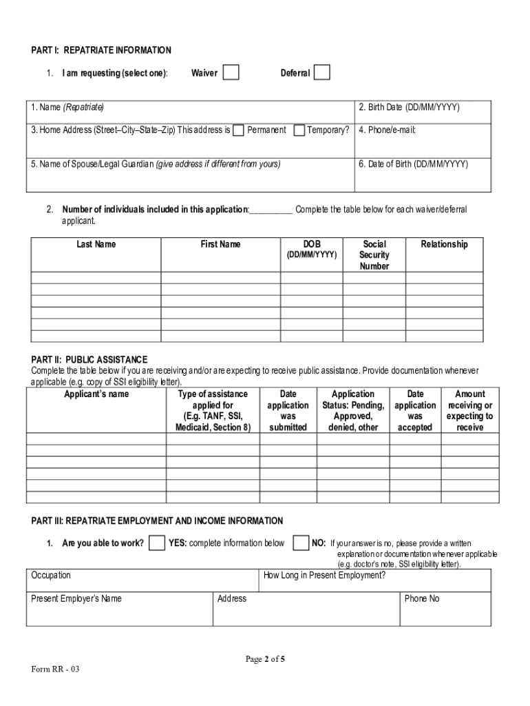 Repatriation Waiver  Form