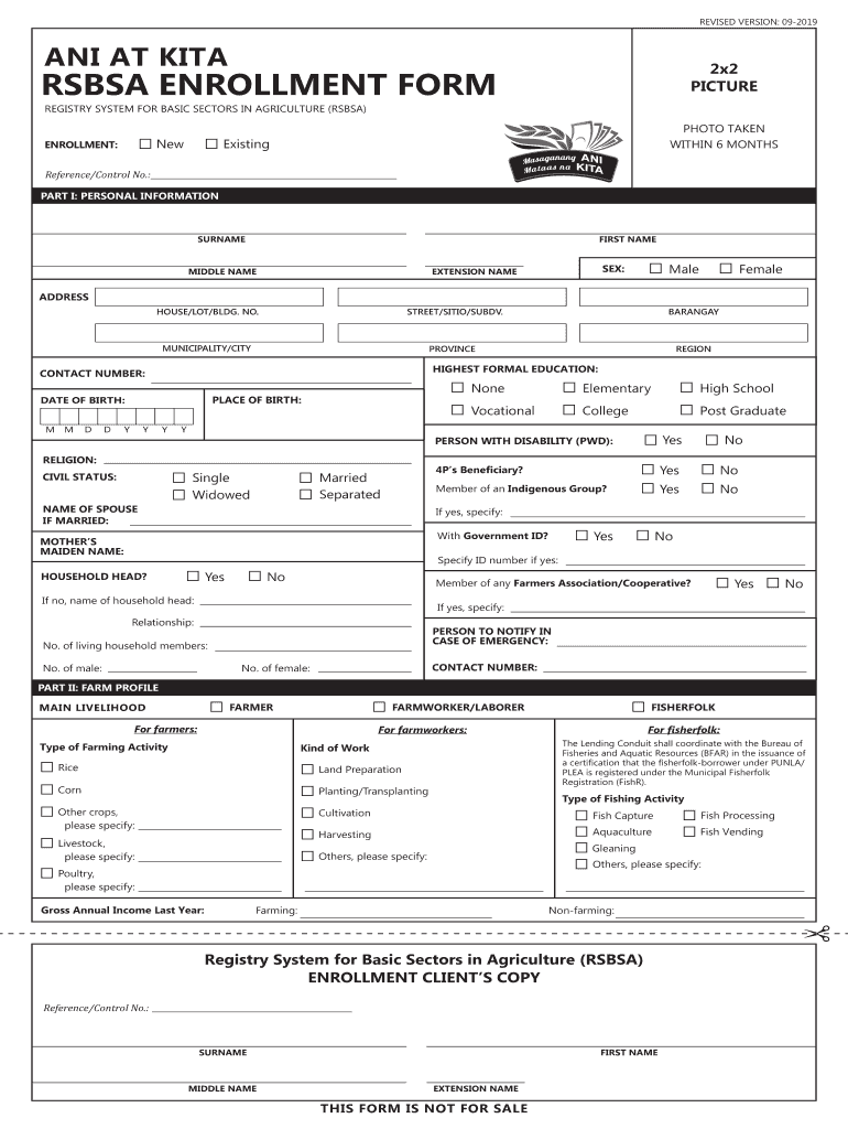  Ani at Kita Rsbsa Enrollment Form 2019