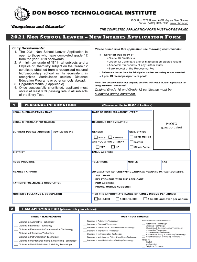 Don Bosco Technical Institute  Form