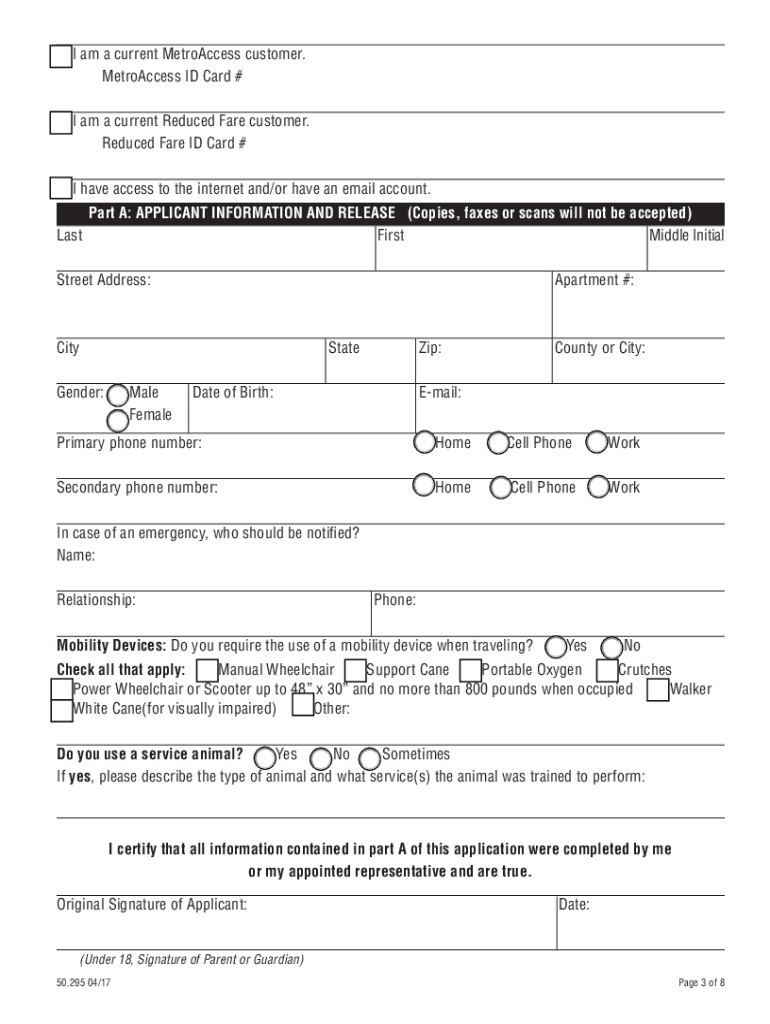 Metro Access  Form