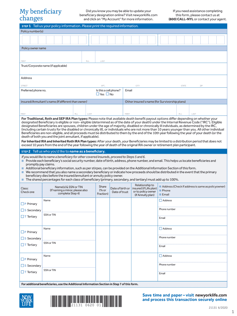 Beneficiary Changes  Form