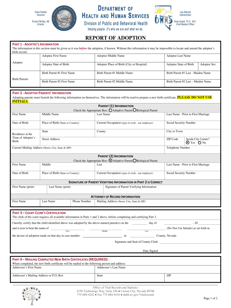 Department of HealthVital StatisticsAdopteeBirth Parent 2020
