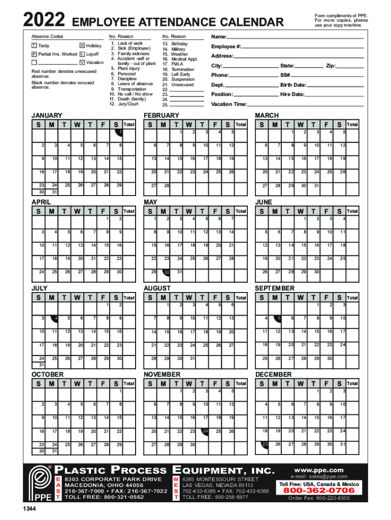 Attendance Calendar  Form