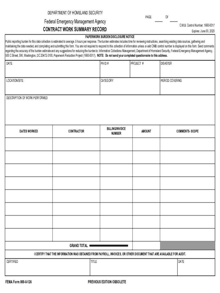 DEPARTMENT of HOMELAND SECURITYPAGEFederal Emergen  Form