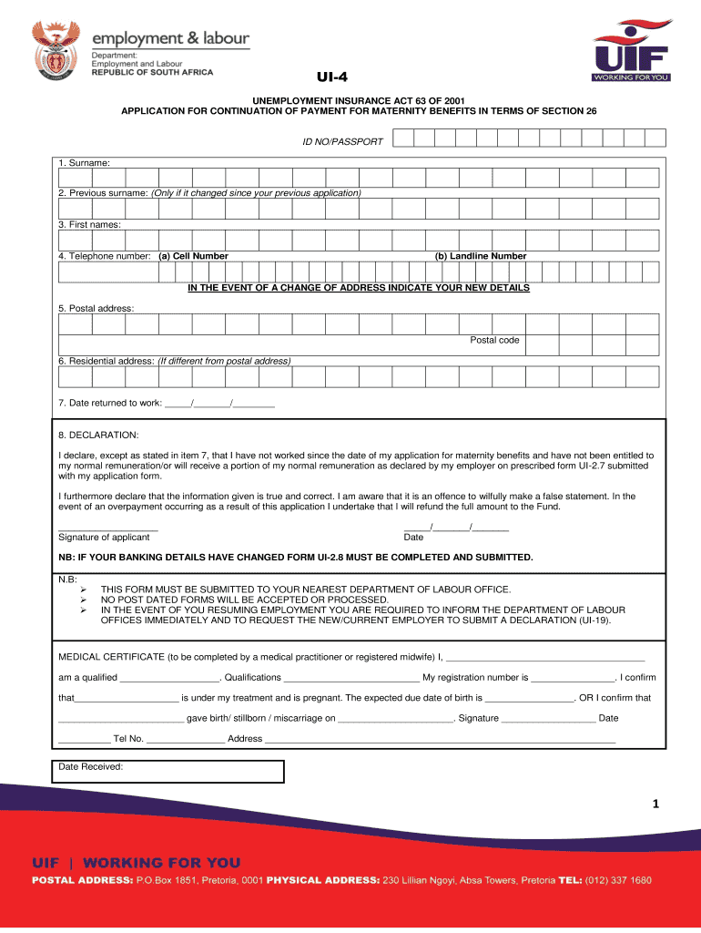  Labour Maternity Form 2019-2024