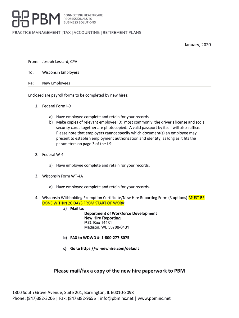  Please Mailfax a Copy of the New Hire Paperwork to PBM 2020-2024