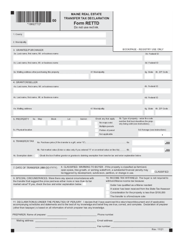 Maine Real Estate Transfer Tax Form