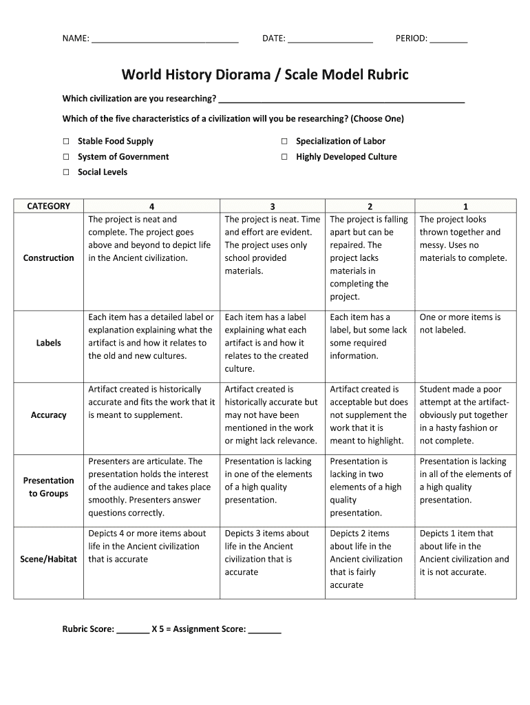 Ancient Civilization Project Rubric &amp;amp; WorksheetsTpT  Form