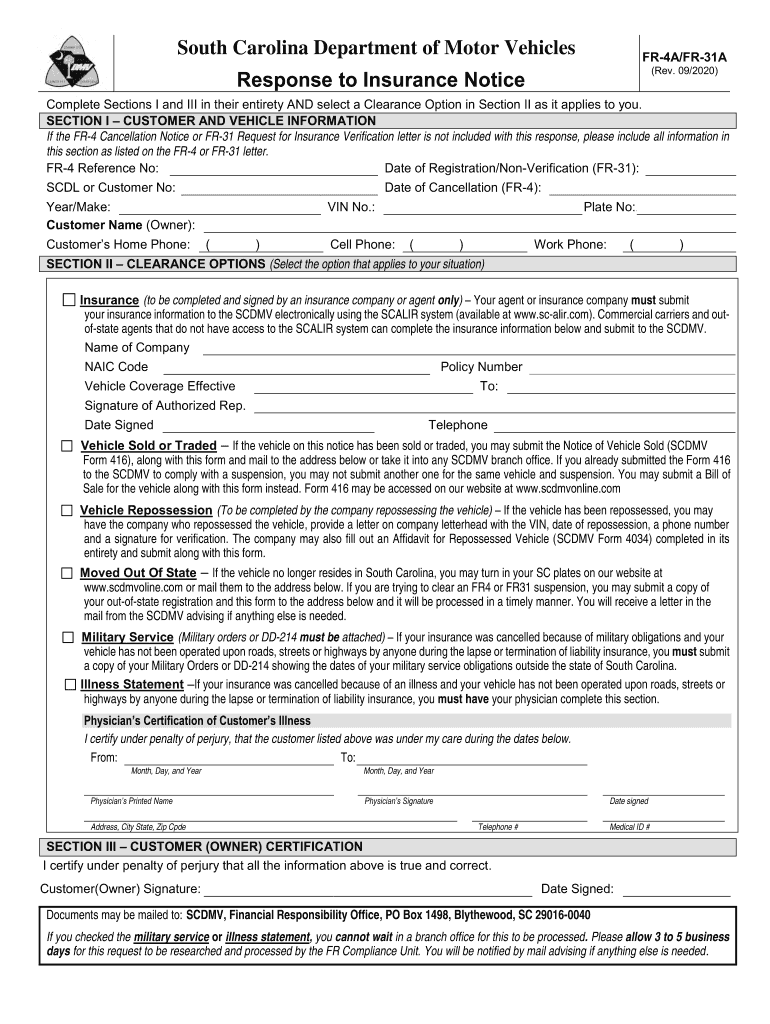 Response to Insurance Notice  Form