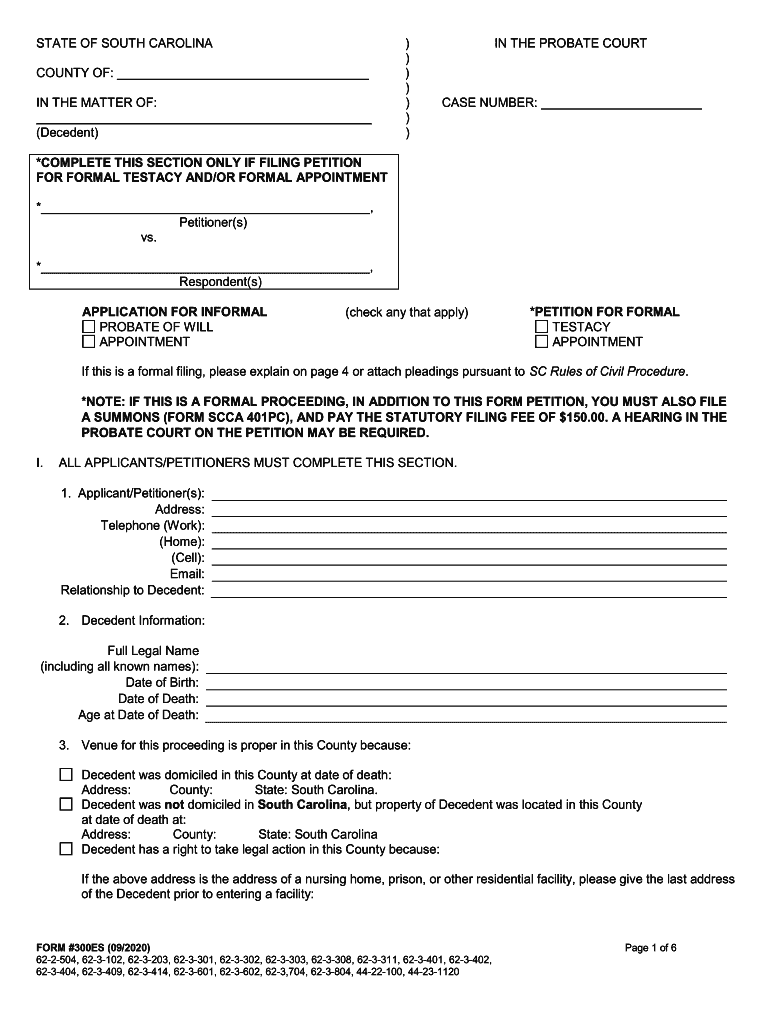  Form 300ES Application Petition for Probate Appointment %282 2020-2024