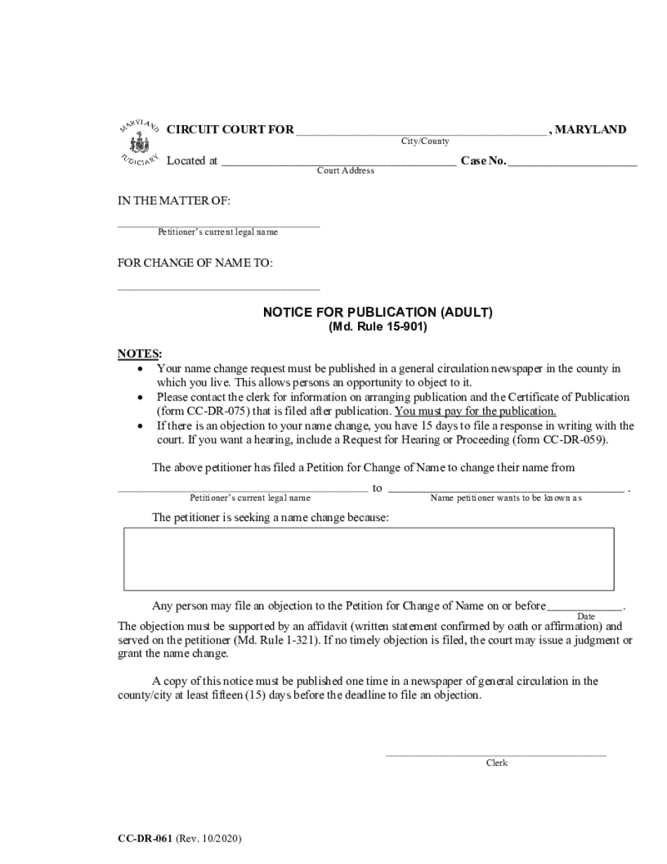 Rule 15901 Action for Change of Name View Document  Form