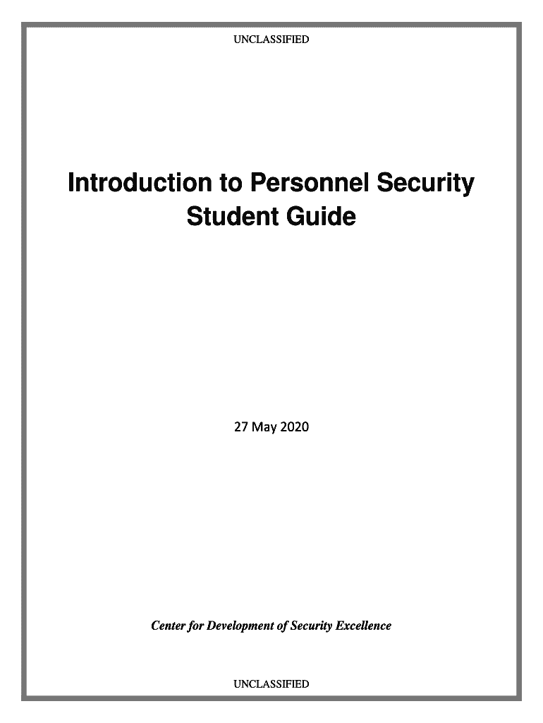  Introduction to Personnel Security 2020-2024