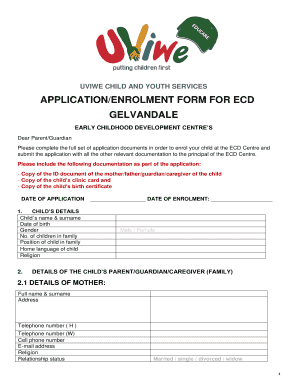 Ecd Enrollment Forms