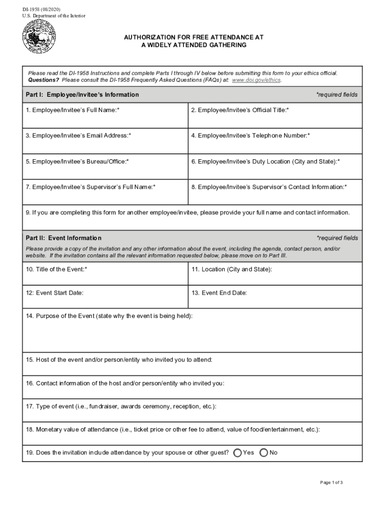 AUTHORIZATION for ATTENDANCE at a WIDELY  Form