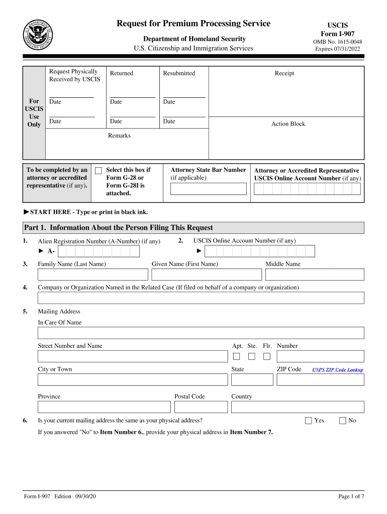  Request for Premium Processing ServiceUSCIS 2020
