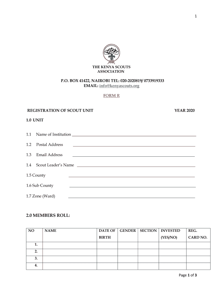 Kenya Scout Association Registration  Form