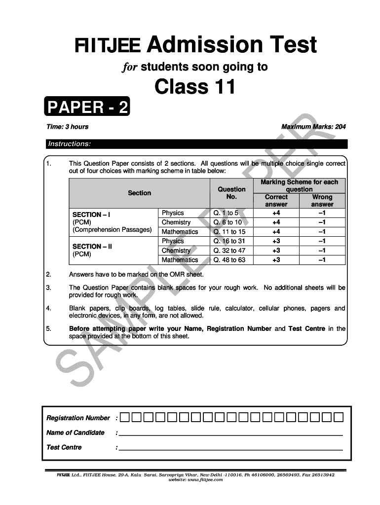 Fiitjee Sample Papers for Class 7 Going to 8  Form