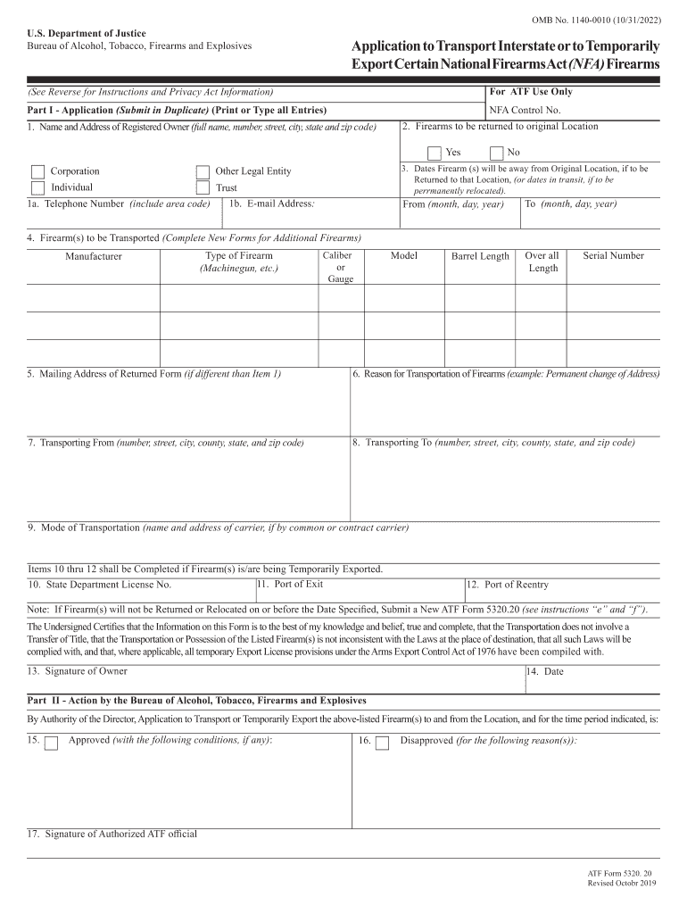 Export Certain National FirearmsAct NFA Firearms  Form