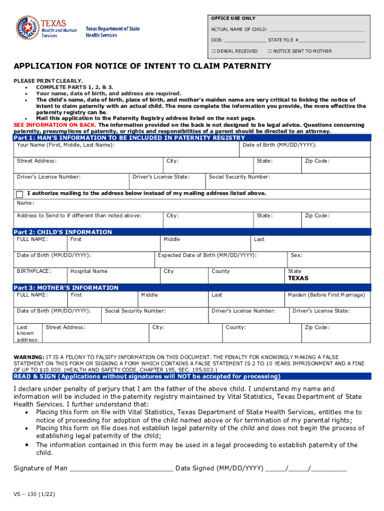  Notice Claim Paternity 2022-2024