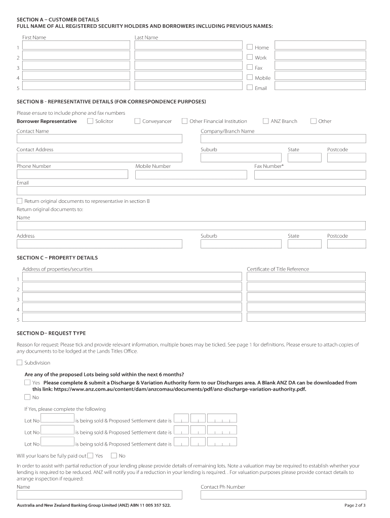 Anz Production of Title Consent Form